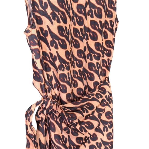 Christian Wijnants Women's Size 36 Collared Shirt Dress Tan Brown Abstract Wrap - Picture 5 of 10